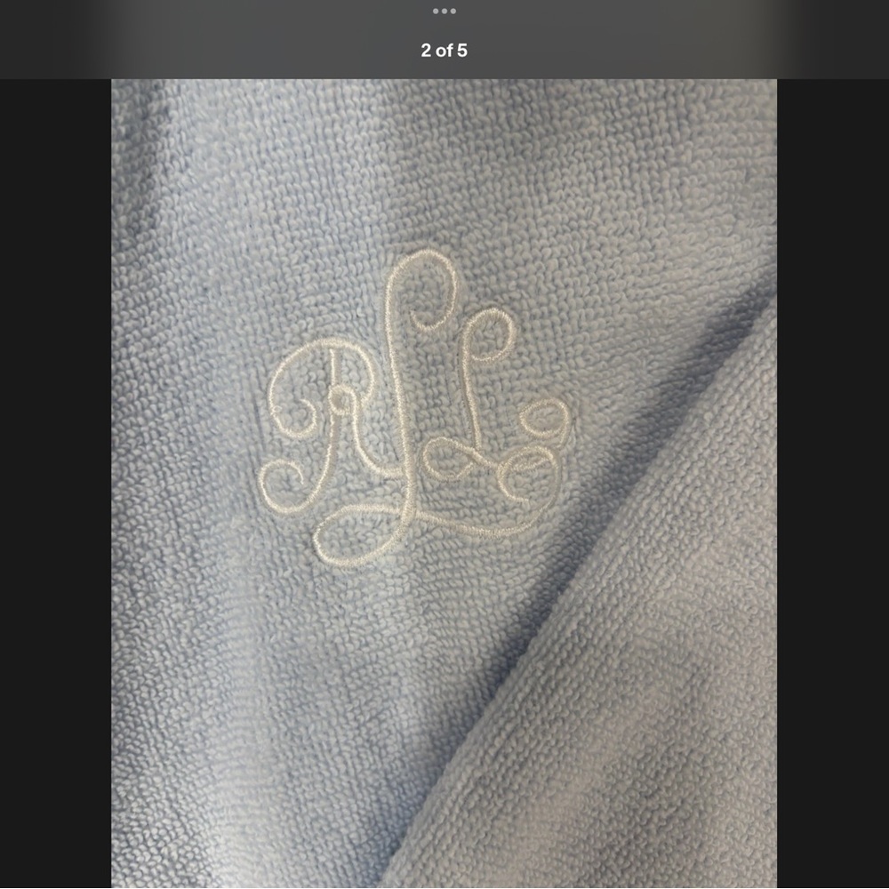 Ralph Lauren Soft Blue Terry Cloth Robe Bathrobe - Picture 2 of 5